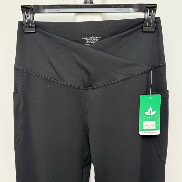 Copyleaf High waisted Flared Yoga Pants Pockets Black Size Large New - Picture 4 of 11
